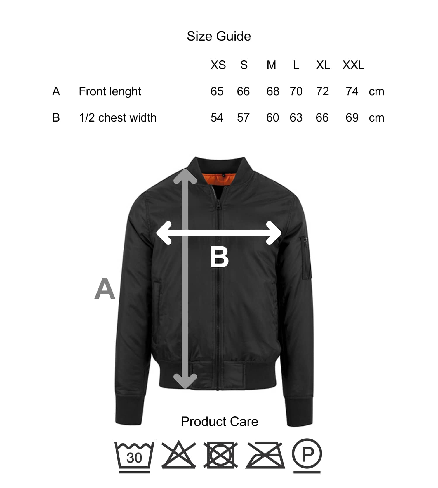 mens bomber jacket sizes